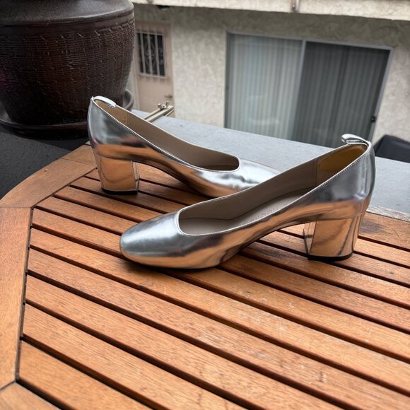 Sofie DHoore Womens Silver Block Heel Pumps Size 36/5.5 US - Picture 1 of 12